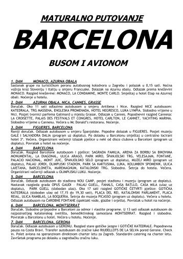 Maturalac Barcelona 7 dana busom i avionom program ... - Speranza