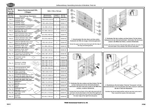 Aufbauanleitung für natura Kleintierstall mit Freilaufgehege ... - Trixie