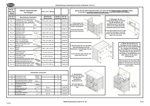 Aufbauanleitung für natura Kleintierstall mit 2 Etagen Art ... - Trixie