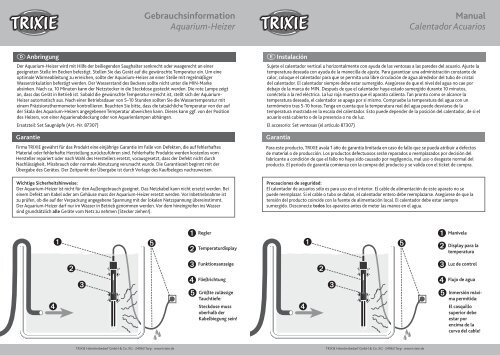 Page 1 Gebrauchsinformation Aquarium-Heizer TRIXIE ...