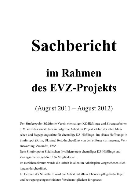 Sachbericht im Rahmen des EVZ-Projekts - Nordkurier