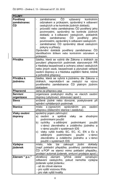 České dráhy, a.s. ČD SPPO Smluvní přepravní podmínky ... - NetNews