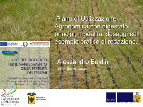 Piano di Utilizzazione Agronomica con digestato - Centro Ricerche ...