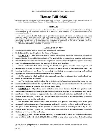 House Bill 2235 - Oregon State Legislature