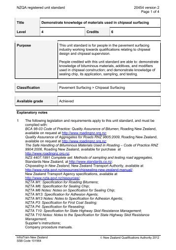 NZQA registered unit standard 20454 version 2 Page 1 of 4 Title ...
