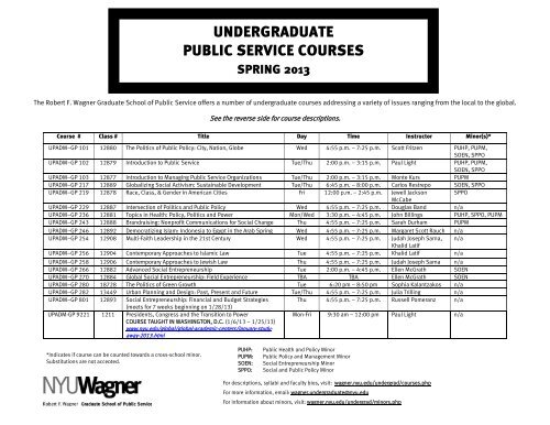 View Undergraduate Public Service Courses For Nyu Wagner