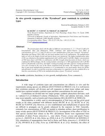 In vitro growth responses of the 'Pyrodwarf' - Romanian ...