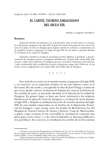 el cartel taurino zaragozano del siglo xix - Universidad de Zaragoza