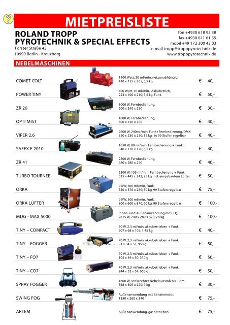 MIETPREISLISTE - tropppyrotechnik.de