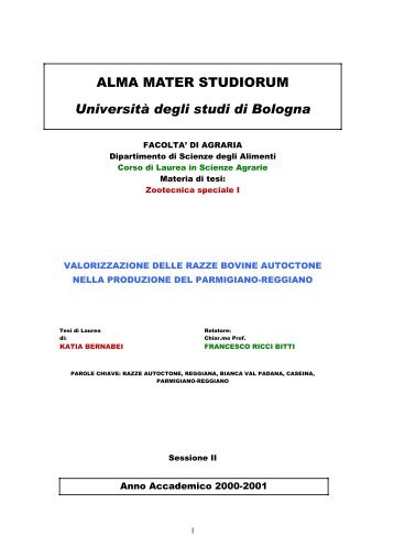 Valorizzazione delle razze bovine autoctone nella produzione del ...