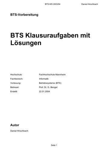 BTS Klausuraufgaben mit Lösungen - doc-ext