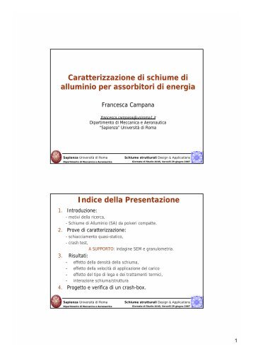 Caratterizzazione di schiume di alluminio per assorbitori di ... - AIAS