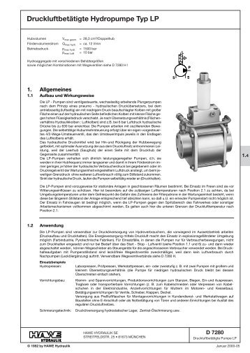 Druckluftbetätigte Hydropumpe Typ LP - Eurofluid