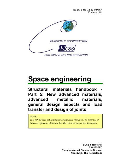 Ecss E Hb 32 Part 5a European Cooperation On Space Ecss E Hb 32 Part 5a European Cooperation On Space