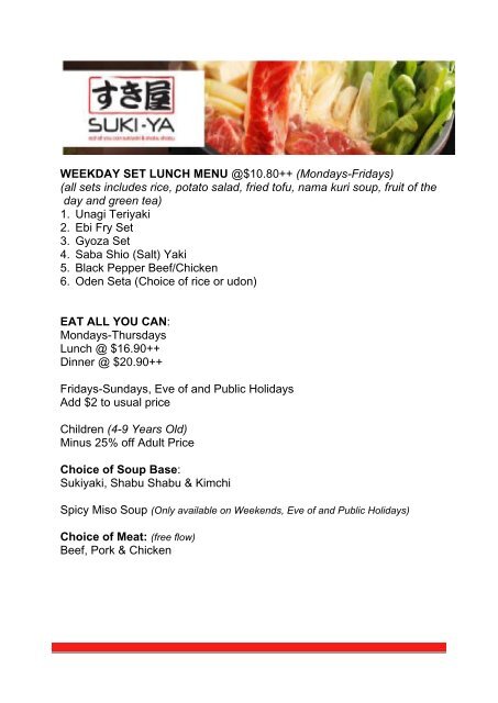Check out our full menu - Suki-Ya