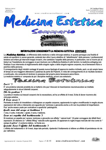 Medicina estetica sommario - Studiocastellazzi