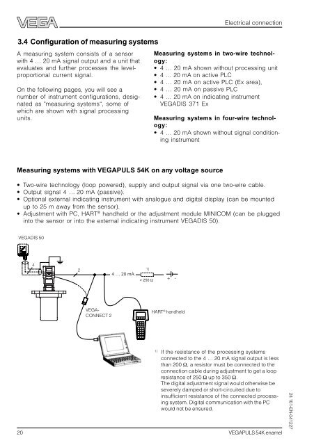 Operating Instructions - VEGAPULS 54K enamel