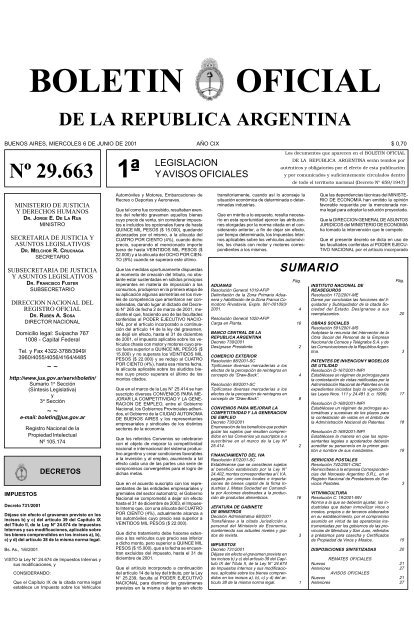 BOLETIN OFICIAL - Boletín Oficial de la República Argentina