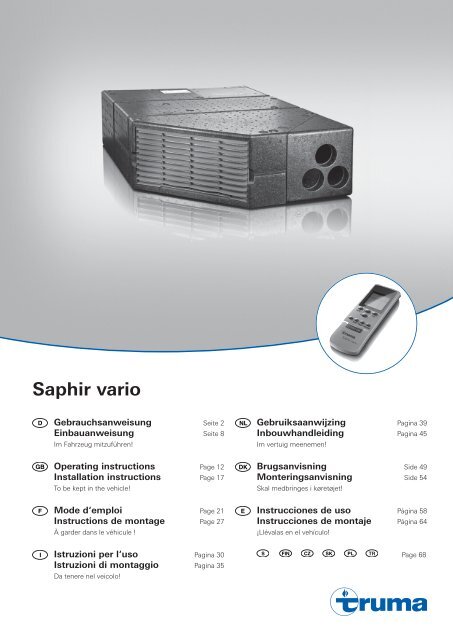 Saphir vario - Truma Gerätetechnik GmbH &amp; Co. KG