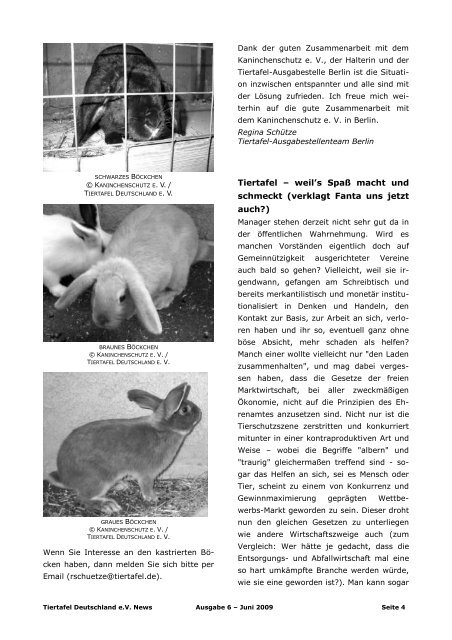 Ausgabe 06, Juni 2009 - Tiertafel Deutschland eV