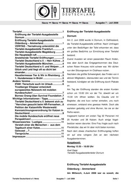 Dornum - Tiertafel Deutschland eV