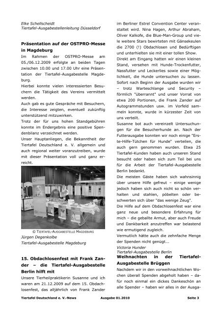 Ausgabe 01.2010 - Tiertafel Deutschland eV