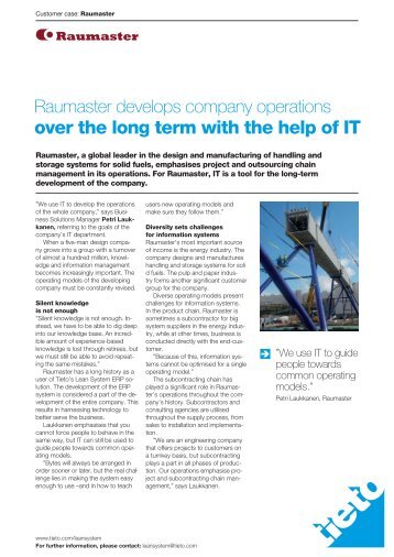 Tieto Lean System customer case: Raumaster - M-Files
