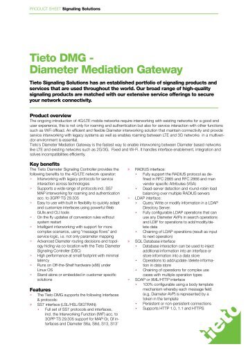 Tieto DMG - Diameter Mediation Gateway