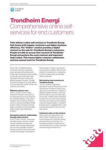 Trondheim Energi Comprehensive online self- services for ... - Tieto