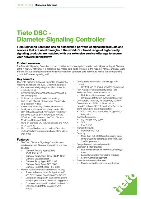 Tieto DSC - Diameter Signaling Controller
