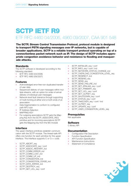 SCTP IETF R9 - Tieto