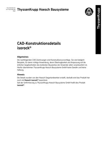 CAD-Konstruktionsdetails isorock® - HOESCH Bausysteme