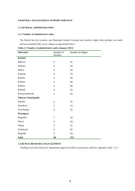 HIGHER LOCAL GOVERNMENT STATISTICAL ... - Mbarara District