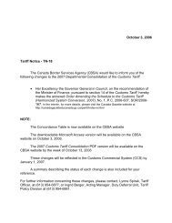 October 3, 2006 Tariff Notice - TN-18 The Canada Border Services ...