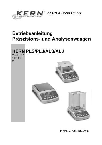 Betriebsanleitung Präszisions- und Analysenwaagen - PK Elektronik