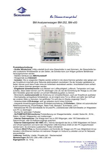 BM Analysenwaagen BM-252 BM-200 BM-300 ... - Schumann GmbH