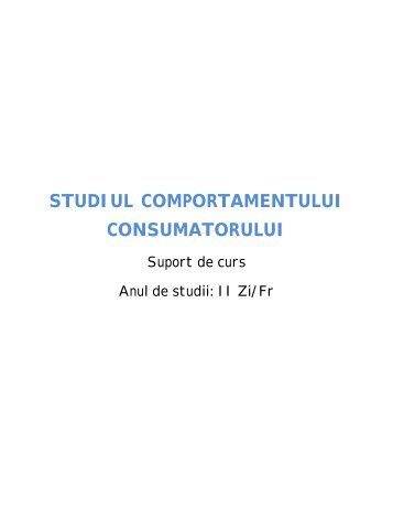 STUDIUL COMPORTAMENTULUI CONSUMATORULUI