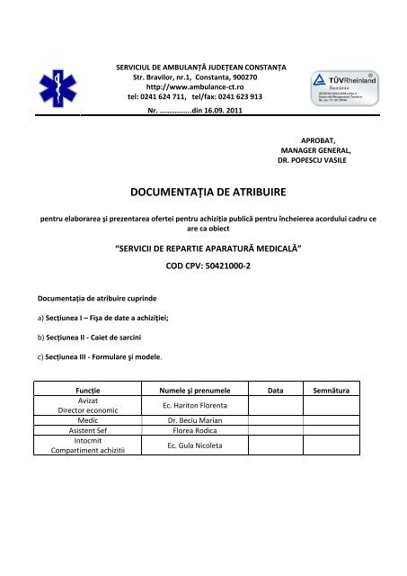 Documentatie - Serviciul de Ambulanta Judetean Constanta
