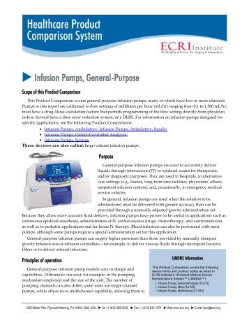 Infusion Pumps, General-Purpose - ECRI Institute