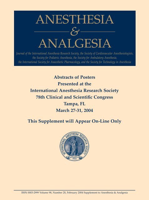 ANESTHESIA & ANALGESIA - IARS