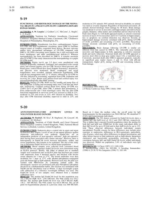 ANESTHESIA & ANALGESIA - IARS