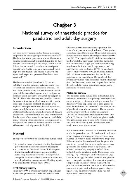 Aanesthetic Agents for Day Surgery - NIHR Health Technology ...