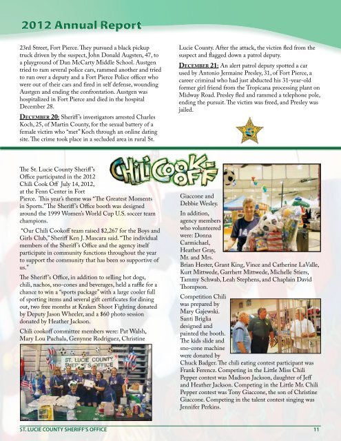 ST. LUCIE COUNTY SHERIFF’S OFFICE 2012 ANNUAL REPORT