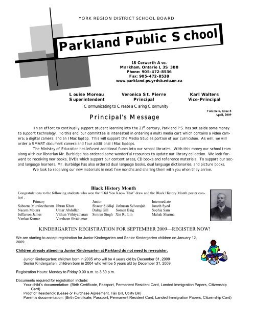 April - Parkland Public School