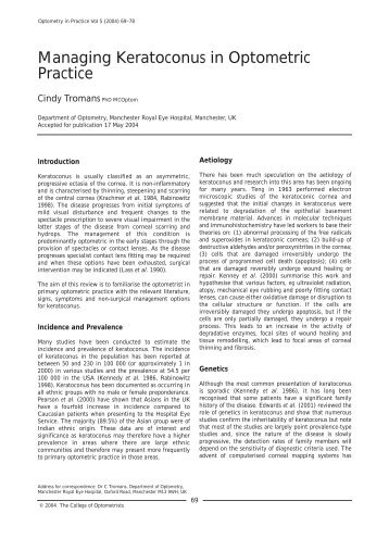 Managing Keratoconus in Optometric Practice - Optometry in Practice