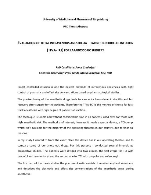 evaluation of total intravenous anesthesia – target controlled infusion