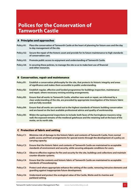 Conservation Management Plan - Tamworth Borough Council