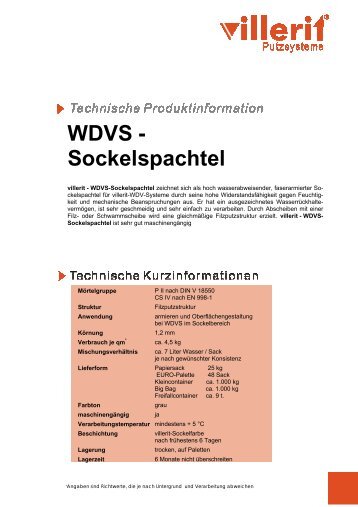 WDVS - Sockelspachtel - Villerit