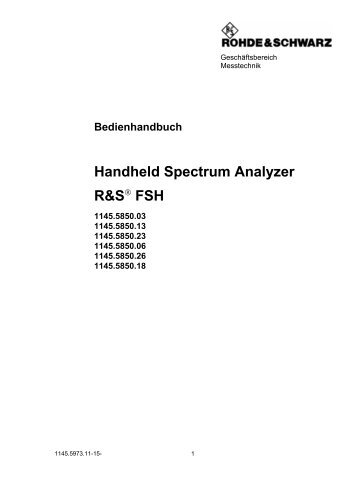 Bedienhandbuch R&S FSH - Rohde & Schwarz Singapore