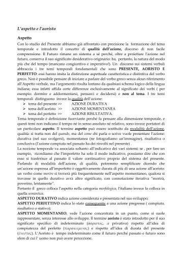 L'aspetto e l'aoristo - Ctrade.It